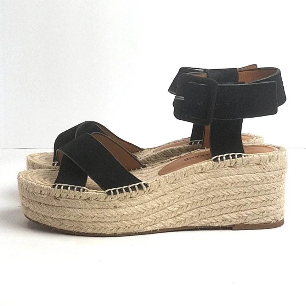 Lucky Brand Audrinah Black Suede Leather Ankle Strap Platform Espadrille… - Picture 4 of 16
